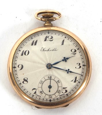 Lot 178 - A Sackville rolled gold pocket watch, manually...
