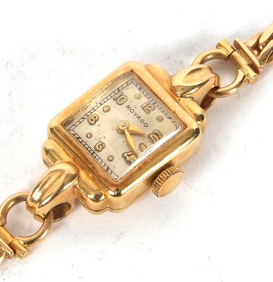 Lot 193 - An 18ct gold Movado ladies wristwatch on an...