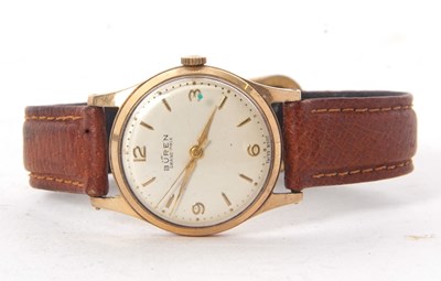 Lot 205 - A Buren Grand Prix 9ct gold wristwatch,...