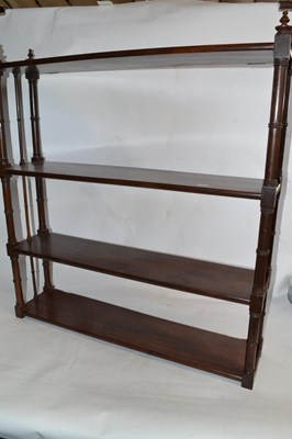 Lot 619 - Victorian mahogany four tier wall shelf with...