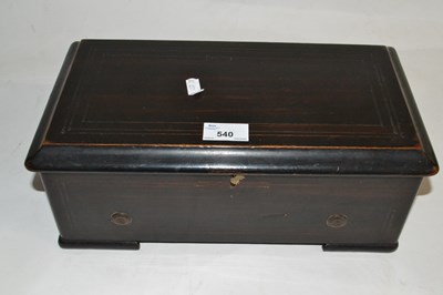 Lot 540 - A small late 19th Century music box with 16"...