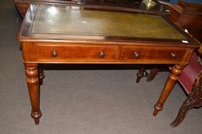 Lot 551 - Victorian mahogany writing table with green...