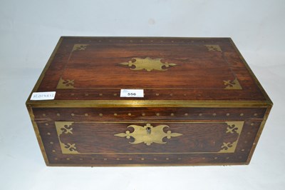 Lot 556 - 19th Century rosewood and brass inlaid writing...