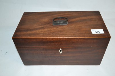 Lot 589 - A Georgian mahogany tea caddy of hinged...