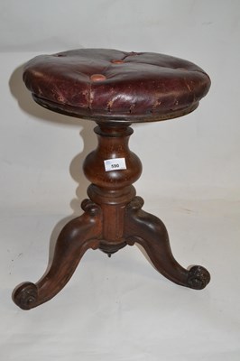 Lot 590 - Victorian revolving piano stool with buttoned...