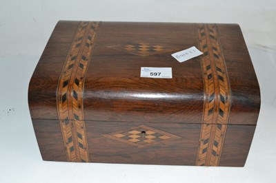 Lot 597 - A small Victorian sewing box with inlaid...