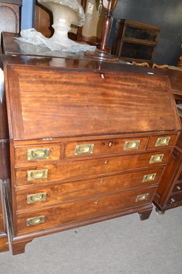 Lot 605 - A Georgian mahogany bureau of typical form...