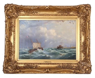 Lot 563 - Alfred Priest (1810-1850) Fishing vessel on a...
