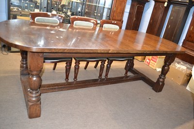 Lot 660 - Contemporary oak refectory style dining table...