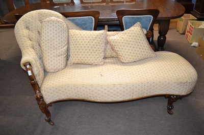 Lot 624 - A Victorian walnet framed chaise longue with...