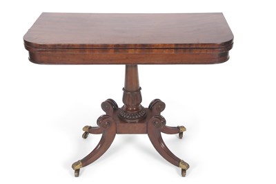 Lot 377 - Late Regency mahogany, pedestal fold-top card...