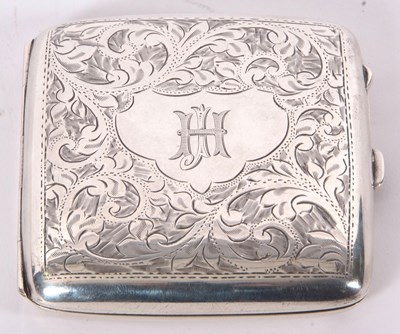 Lot 5 - George V silver cigarette case of slightly...