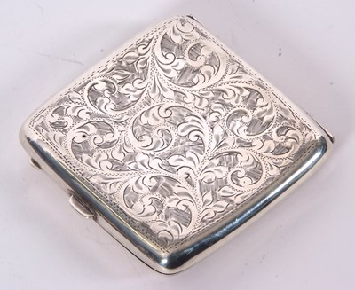 Lot 5 - George V silver cigarette case of slightly...