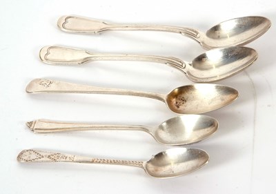 Lot 13 - A group of five various teaspoons, three...