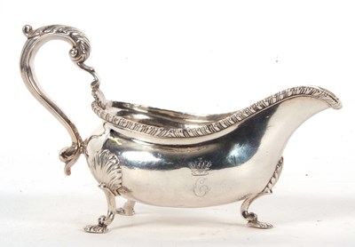 Lot 17 - George III large silver  sauce boat of typical...