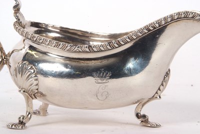 Lot 17 - George III large silver sauce boat of typical...