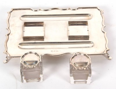 Lot 31 - A George VI silver ink stand of rectangular...