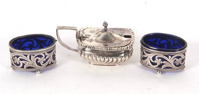 Lot 38 - Mixed Lot: Victorian silver mustard with blue...