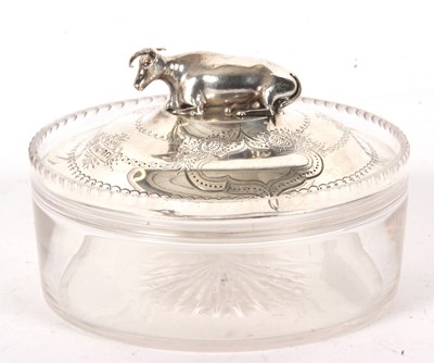 Lot 44 - A late Victorian glass butter dish with silver...