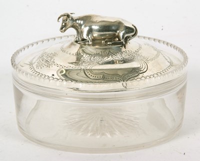 Lot 44 - A late Victorian glass butter dish with silver...