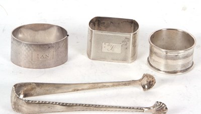 Lot 54 - Mixed Lot: Two hallmarked silver serviette...