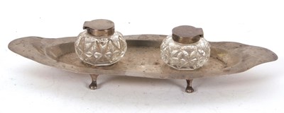 Lot 60 - An Edwardian silver ink stand boat shaped and...