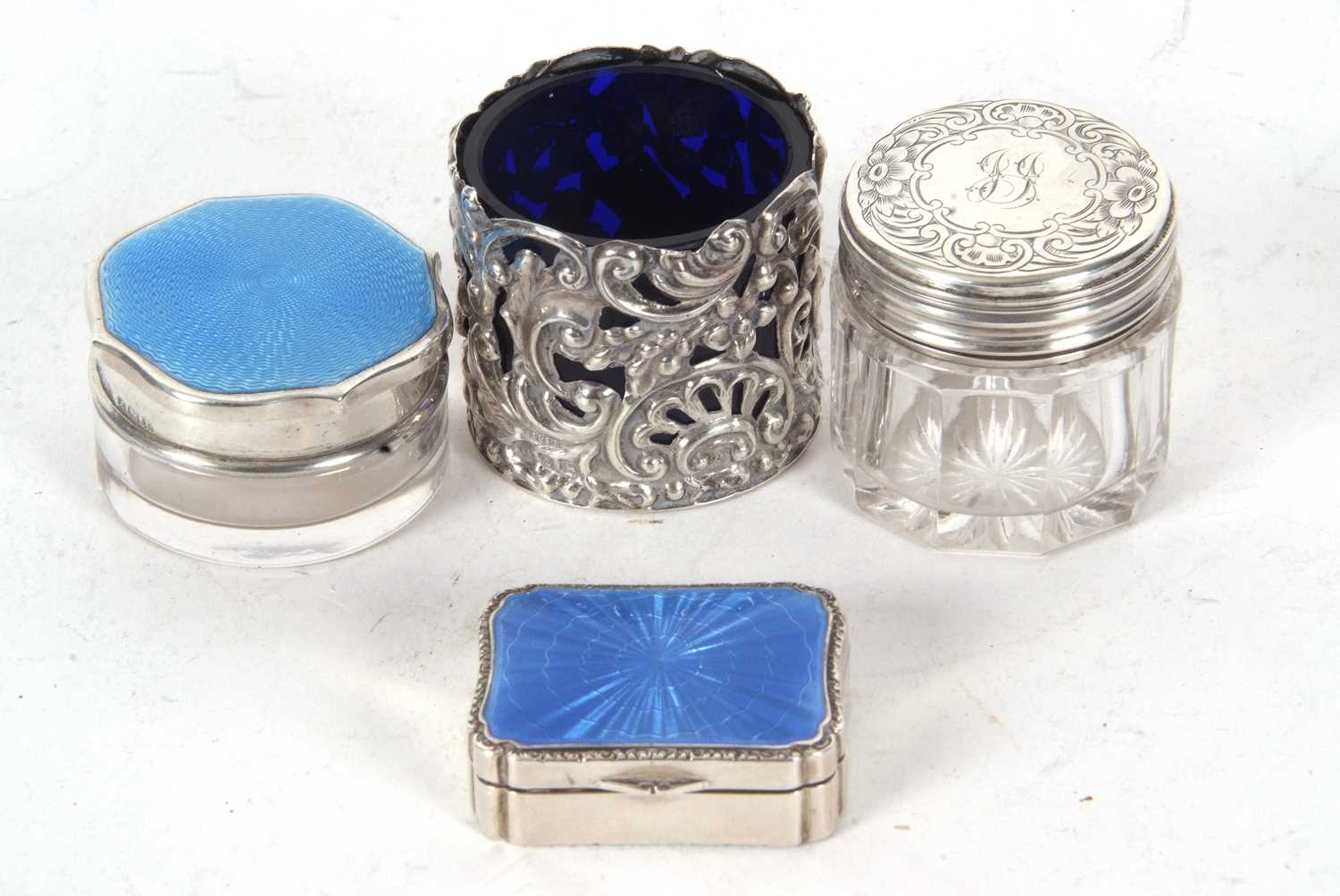 Lot 64 - Mixed Lot: A white metal and enamelled top...