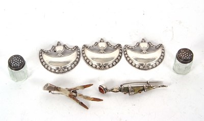 Lot 90 - Mixed Lot: Three metal crescent shaped lables...