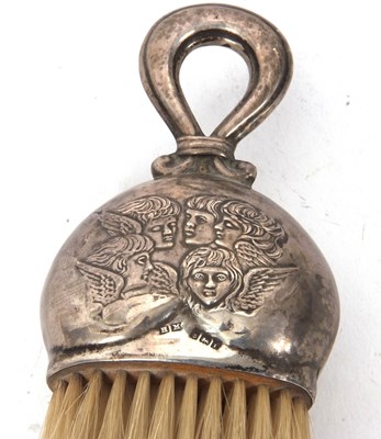 Lot 92 - An Edwardian silver mounted crumb scoop brush,...