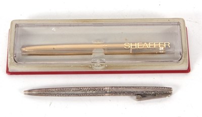 Lot 116 - A Sheaffer sterling ball point pen, the barrel...