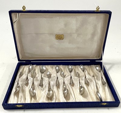 Lot 137 - A cased set of twelve continental teaspoons...