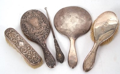 Lot 153 - Mixed Lot: Victorian silver backed hand mirror...