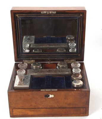 Lot 156 - A 19th Century walnut vanity box, ebony banded...