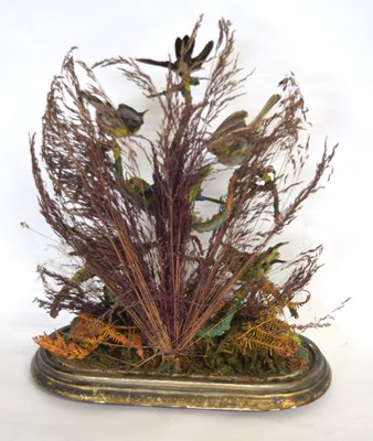 Lot 2 - Victorian taxidermy diorama of 6 birds of...