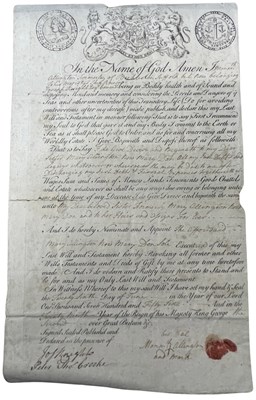 Lot 373 - A 1756 Will for a Naval Sailor on board the...