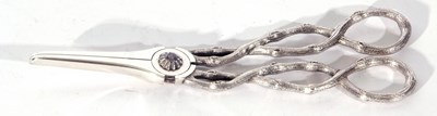 Lot 18 - Pair of Victorian silver grape shears, the...