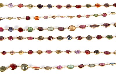 Lot 132 - A multi gemset necklace, the spectacle set...