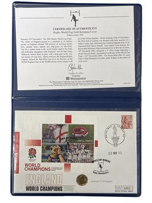 Lot 173 - Rugby World Cup Gold Britannia Cover stamp set...