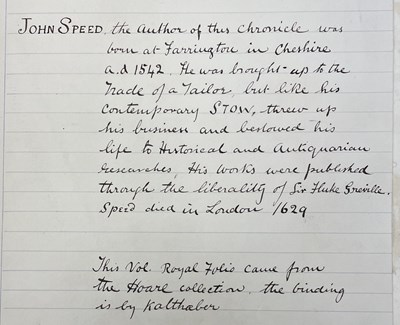 Lot 163 - Speed (J) The History of Great Britaine  first edition with contemporary handwritten annotations