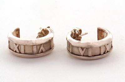 Lot 102 - A pair of Tiffany silver Atlas earrings, 6mm...