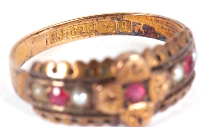 Lot 36 - A late Victorian ruby and seed pearl ring,...