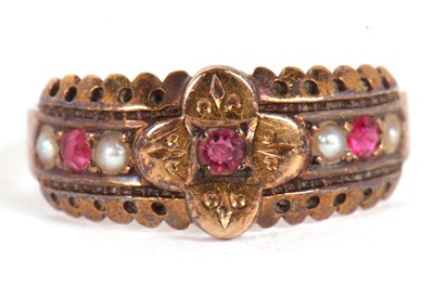 Lot 36 - A late Victorian ruby and seed pearl ring,...