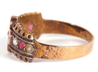 Lot 36 - A late Victorian ruby and seed pearl ring,...