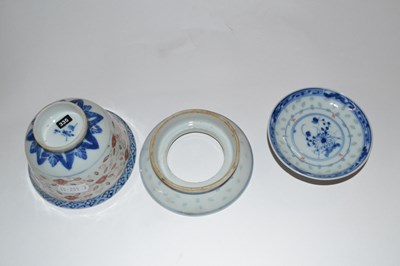 Lot 309 - Further Chinese porcelain rice bowl cover and...