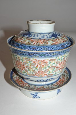 Lot 316 - A Chinese porcelain rice bowl, cover and stand...