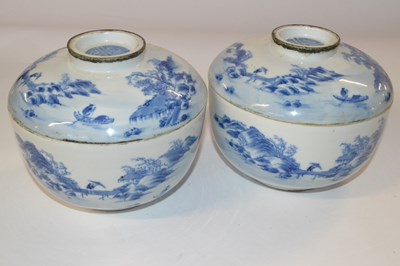 Lot 334 - Two Oriental porcelain bowls and covers with...