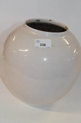 Lot 336 - A large ovoid pottery bowl with grey glaze,...