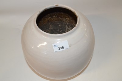 Lot 336 - A large ovoid pottery bowl with grey glaze,...