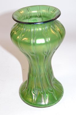 Lot 357 - A Loetz style Art Nouveau vase, green with...