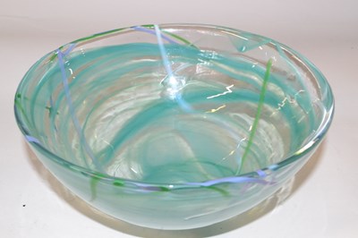 Lot 296 - A Kosta Boda glass bowl with a green streak...